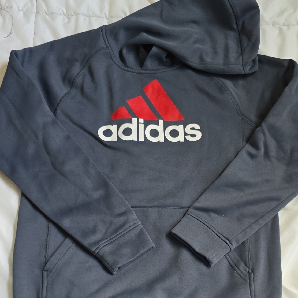 Adidas Dark Blue Hoodie with Red and White Logo